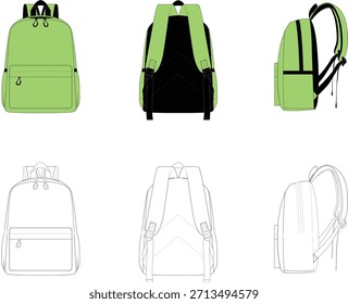 Backpack Bag Fashion Flat Template