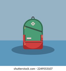 Mochila e ilustración plana de la bolsa 