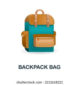 Backpack Bag icon. 3d illustration from outdoor recreation collection. Creative Backpack Bag 3d icon for web design, templates, infographics and more