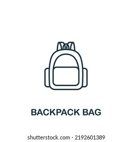 Backpack Bag Icon. Line Simple Line Outdoor Recreation Icon For Templates, Web Design And Infographics