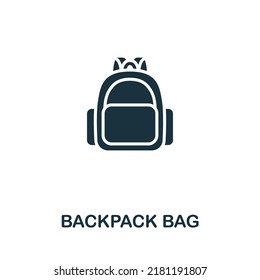 Backpack Bag icon. Monochrome simple line Outdoor Recreation icon for templates, web design and infographics