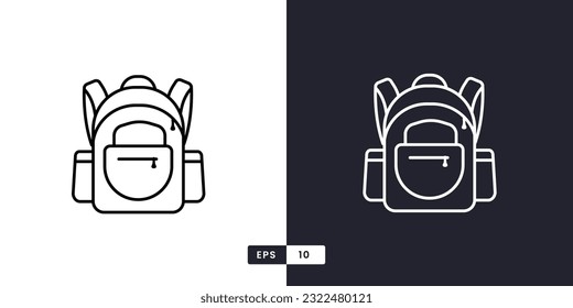 Mochila y vector de contorno del icono lineal de la bolsa