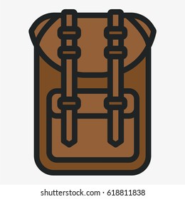 Backpack Bag Minimal Color Flat Line Stroke Icon Pictogram Symbol Illustration