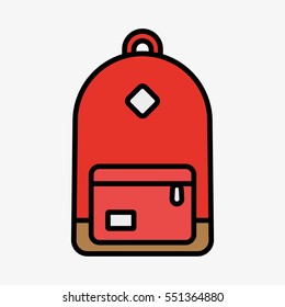 Backpack Bag Minimal Colorful Flat Line Stroke Icon Pictogram Symbol Illustration
