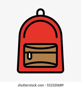 Backpack Bag Minimal Colorful Flat Line Stroke Icon Pictogram Symbol Illustration