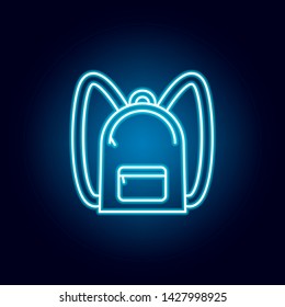 backpack, bag outline icon in neon style. elements of education illustration line icon. signs, symbols can be used for web, logo, mobile app, UI, UX