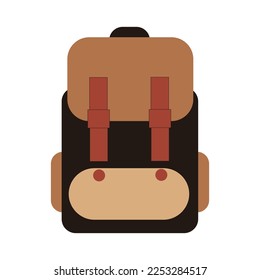Backpack And Bag vector Linear Icon In black, brown, and red heart colors