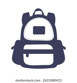 Backpack black silhouette icon on the white background.