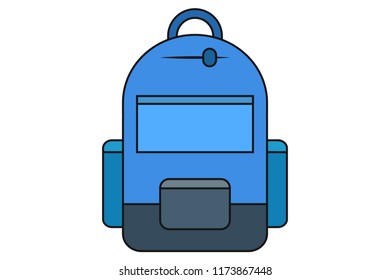 Backpack of blue color on white background.