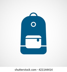 Backpack Blue Flat Icon On White Background