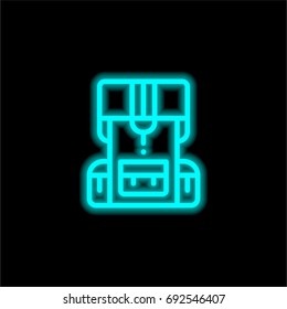 Backpack blue glowing neon ui ux icon. Glowing sign logo vector