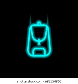 Backpack blue glowing neon ui ux icon. Glowing sign logo vector