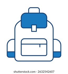 Backpack Blue Line Icon. Education, E-Learning, School, College, Study, Knowledge Icons Editable Stroke Vector Illustration