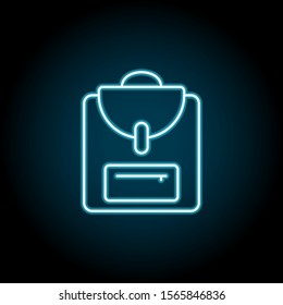 Backpack blue neon icon. Simple thin line, outline vector of autumn icons for ui and ux, website or mobile application