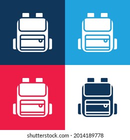 Backpack blue and red four color minimal icon set