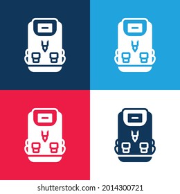 Backpack blue and red four color minimal icon set