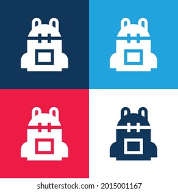 Mochila azul y rojo cuatro colores conjunto de iconos mínimo