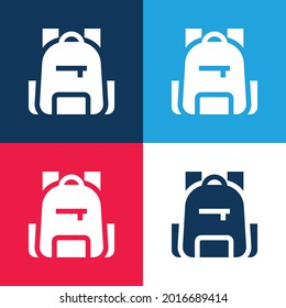 Minimaler Icon-Satz für Rucksack-Blau und Rot