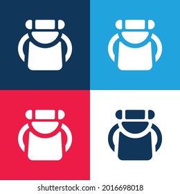 Mochila azul y rojo cuatro colores conjunto de iconos mínimo