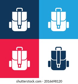 Backpack blue and red four color minimal icon set