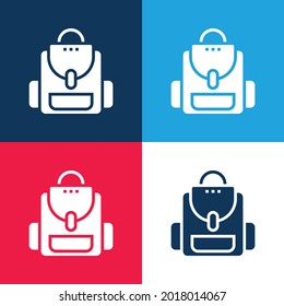 Backpack blue and red four color minimal icon set