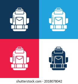 Mochila azul y rojo cuatro colores conjunto de iconos mínimo