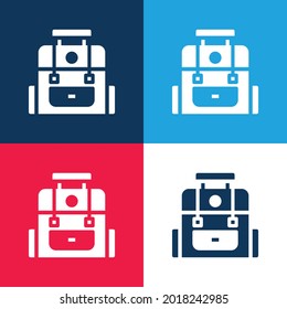 Minimaler Icon-Satz für Rucksack-Blau und Rot