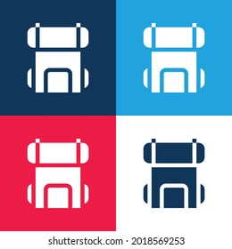 Backpack blue and red four color minimal icon set