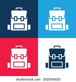 Backpack blue and red four color minimal icon set