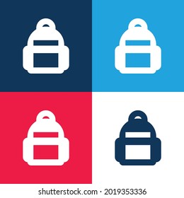 Backpack blue and red four color minimal icon set
