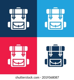Backpack blue and red four color minimal icon set