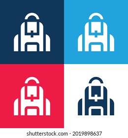 Backpack blue and red four color minimal icon set