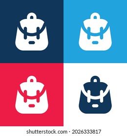 Backpack blue and red four color minimal icon set
