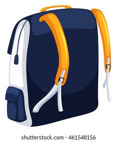 Backpack with blue and yellow colors illustration