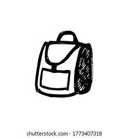 mochila - ilustración vectorial de color negro sobre fondo blanco. maletín - dibujo estilizado negro aislado sobre un fondo blanco. escuela, educación
