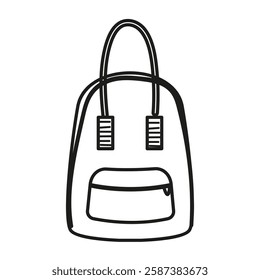 Backpack, briefcase, schoolbag outline. School and travel isolated on white background
