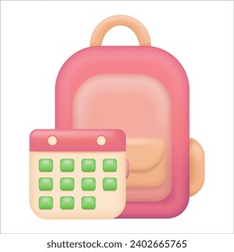 Backpack and calendar icon. School vector element.