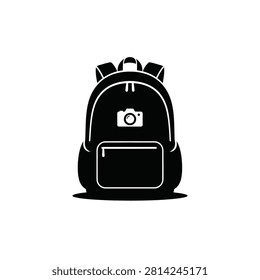 Backpack with camera symbol for travel and gear