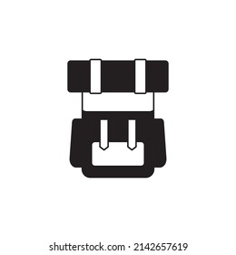 Mochila, icono de la bolsa de acampada en glifo plano negro, estilo relleno aislado en fondo blanco