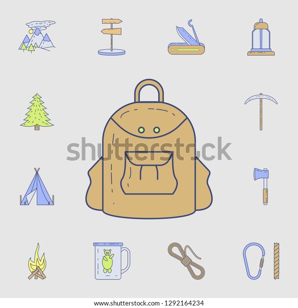 backpack for camping icon. Detailed
set of color camping tool icons. Premium graphic design. One of the
collection icons for websites, web design, mobile
app