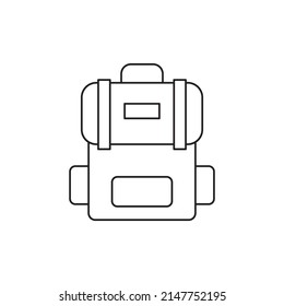 Rucksack-Camping-Symbol auf Linie Symbol einzeln auf weißem Hintergrund