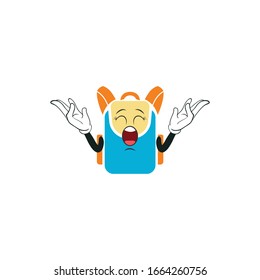 backpack cartoon characters design with expression. you can use for stickers, pins, mascot or patches