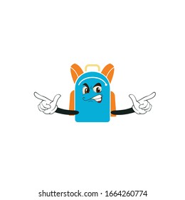 backpack cartoon characters design with expression. you can use for stickers, pins, mascot or patches