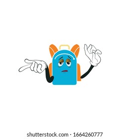 backpack cartoon characters design with expression. you can use for stickers, pins, mascot or patches