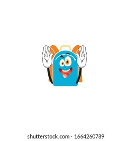 backpack cartoon characters design with expression. you can use for stickers, pins, mascot or patches