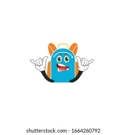 backpack cartoon characters design with expression. you can use for stickers, pins, mascot or patches