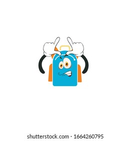 backpack cartoon characters design with expression. you can use for stickers, pins, mascot or patches