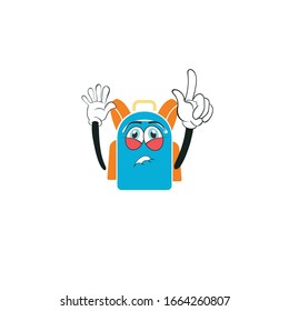 backpack cartoon characters design with expression. you can use for stickers, pins, mascot or patches
