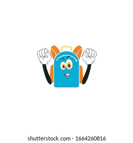 backpack cartoon characters design with expression. you can use for stickers, pins, mascot or patches