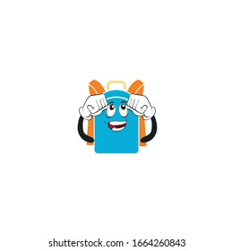 backpack cartoon characters design with expression. you can use for stickers, pins, mascot or patches